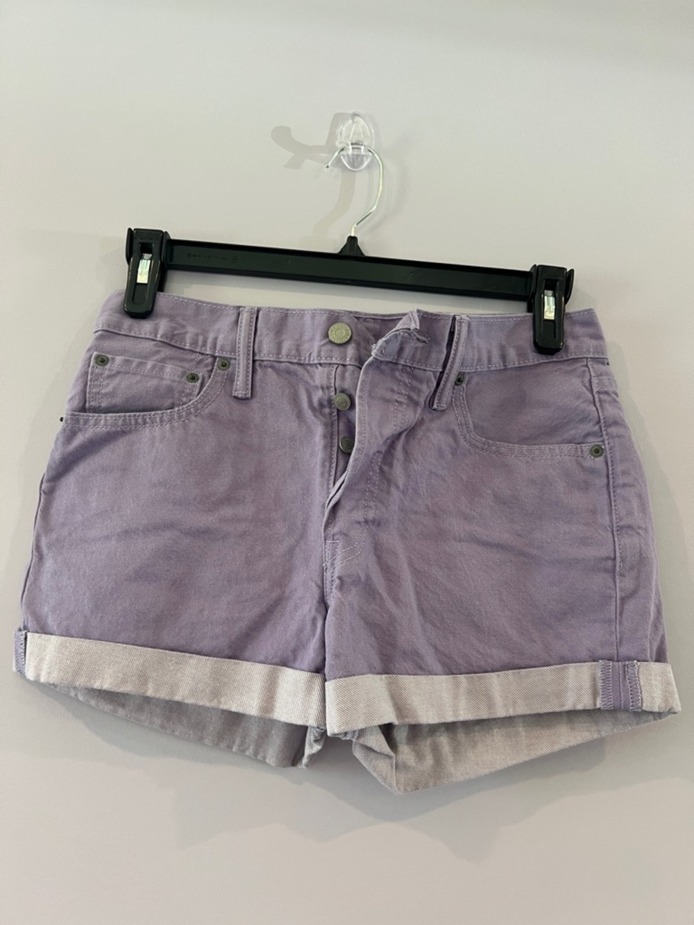 Pastel Lavender Women's Denim Shorts - Casual Cuffed Style